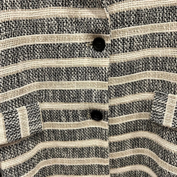 Zara Long Line Striped Gray Coat Pockets Women's Size Medium Bloggers Favorite - Picture 10 of 12